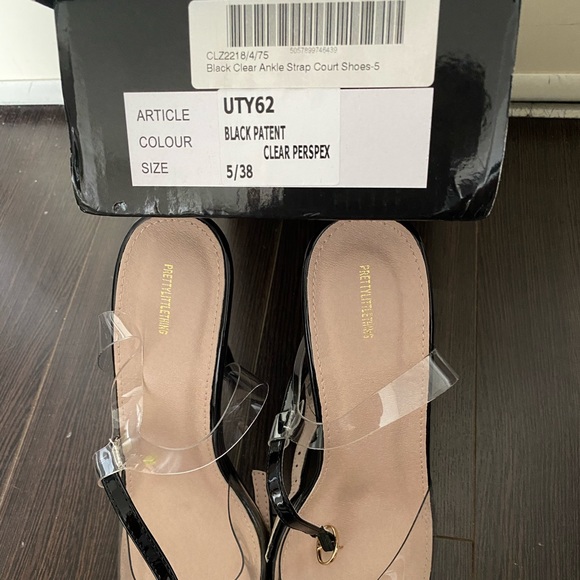 Black Clear Ankle Strap Heels - Picture 4 of 4